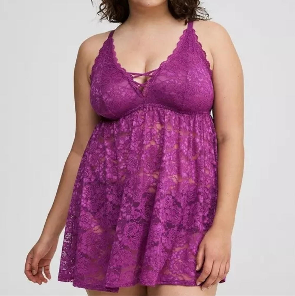 Torrid Size 0 Simply Lace XO Babydoll Lingerie in Byzantium